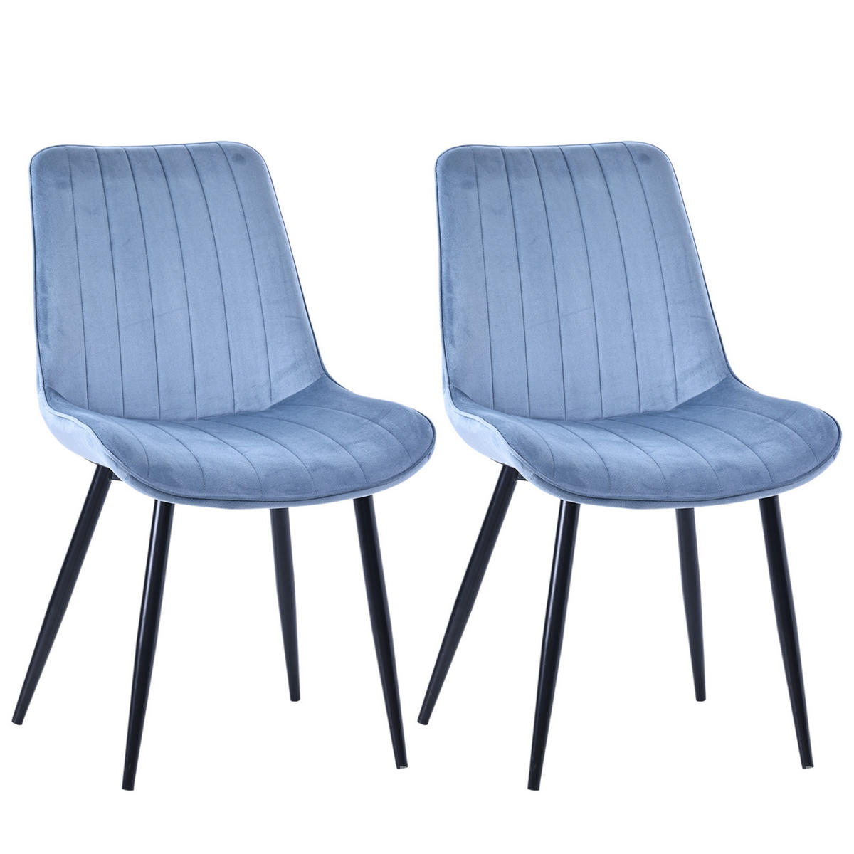 STUHL-SET 2 Stück aus Samt in Modernem Stil-YZ1 - Blau, Textil/Metall (53/88/62.5cm) - HOMAVO