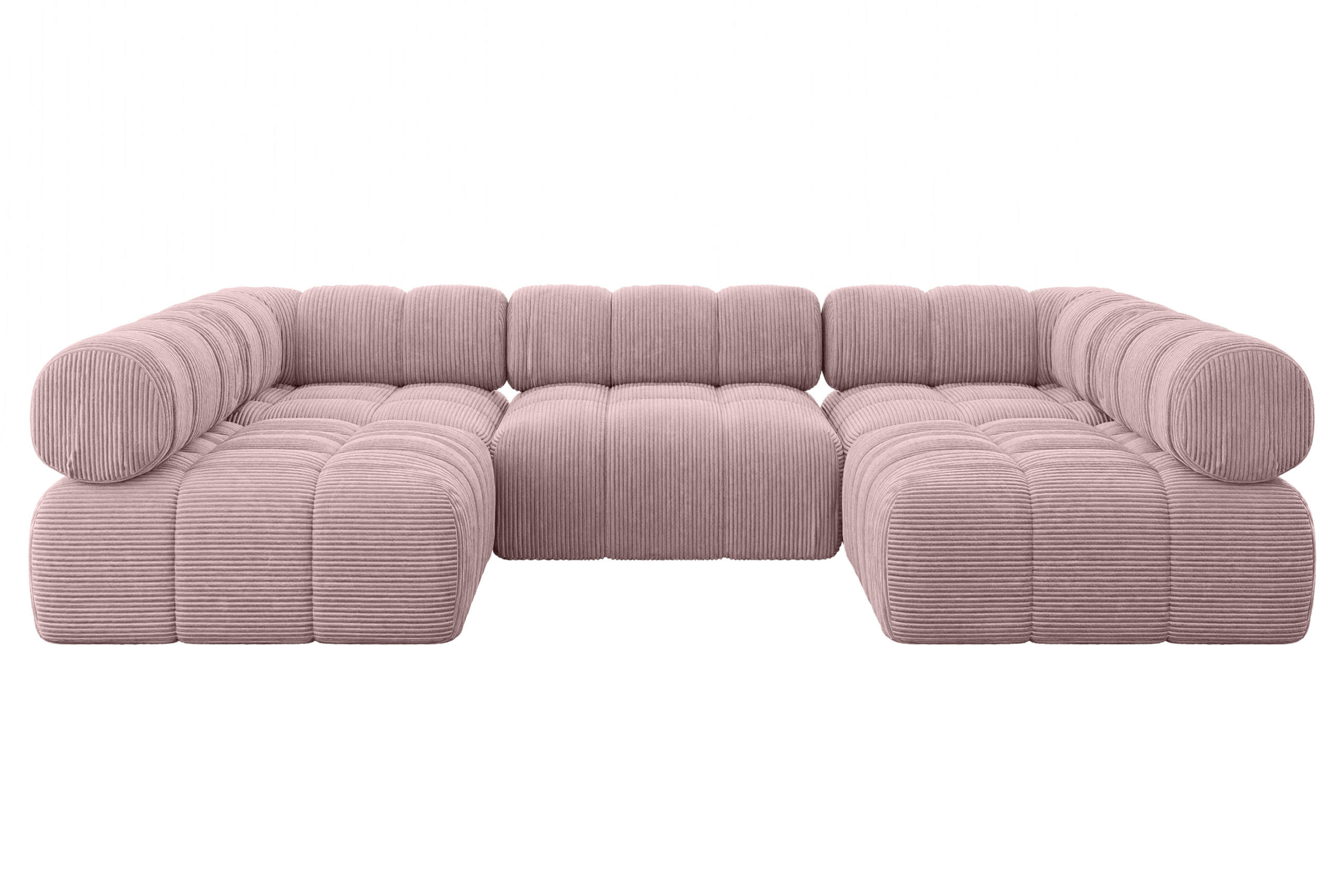 WOHNLANDSCHAFT modulares Sofa Garvo-U1 - 285x190x70 cm Rosa Cord - Rosa, Holzwerkstoff/Textil (285/70/190cm) - ALTDECOR