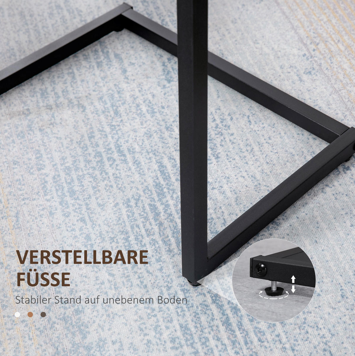 BEISTELLTISCH 45/60/30 cm Braun aus Holz mit Stahlgestell 3er Set - Braun, Holzwerkstoff (45/30/60cm) - OKMYHOME