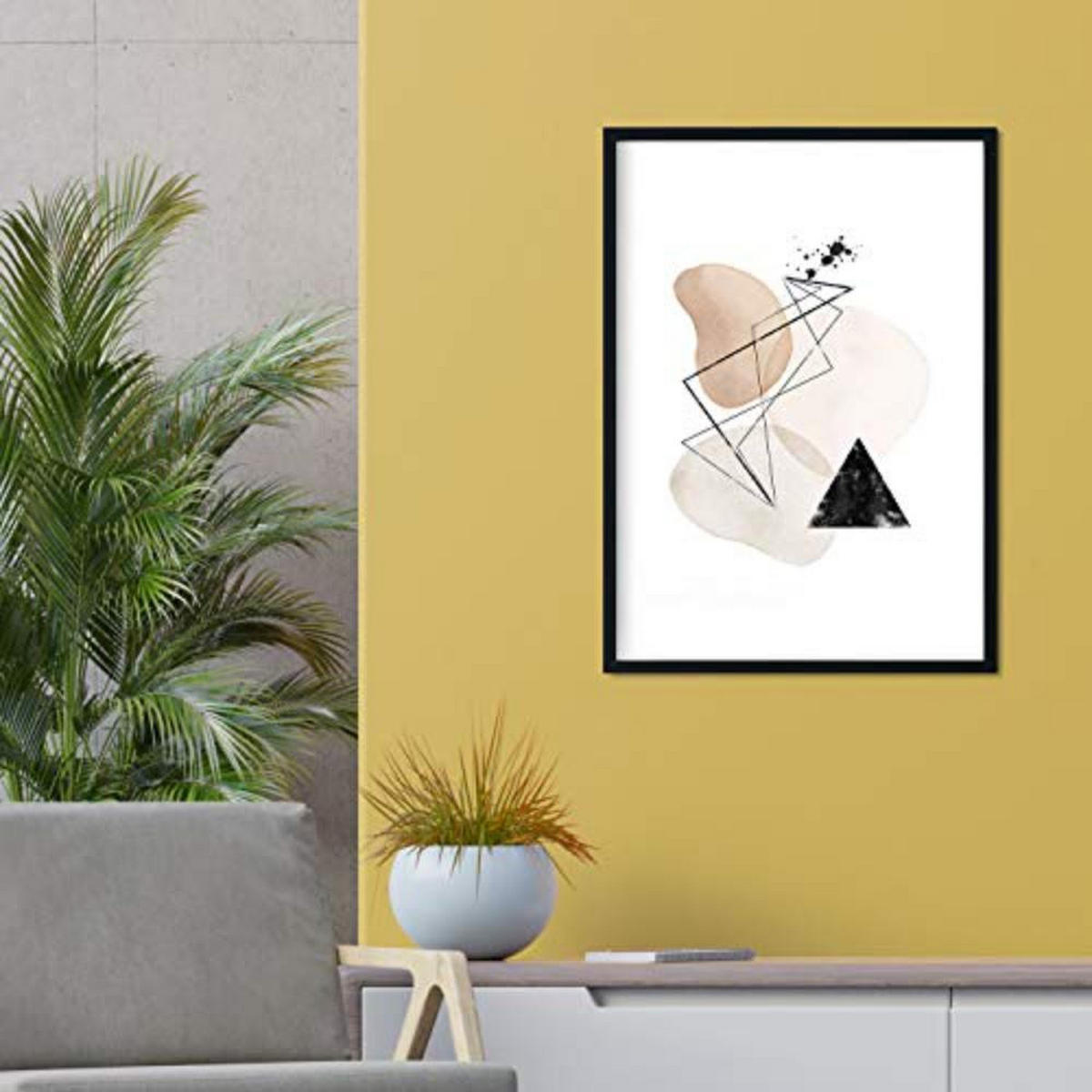 POSTER Set mit 4 Blätter und abstrakten Formen mit braunen Tönen A3 Schwarzer Rahmen - Schwarz, Papier (29.7/3cm) - Nacnic