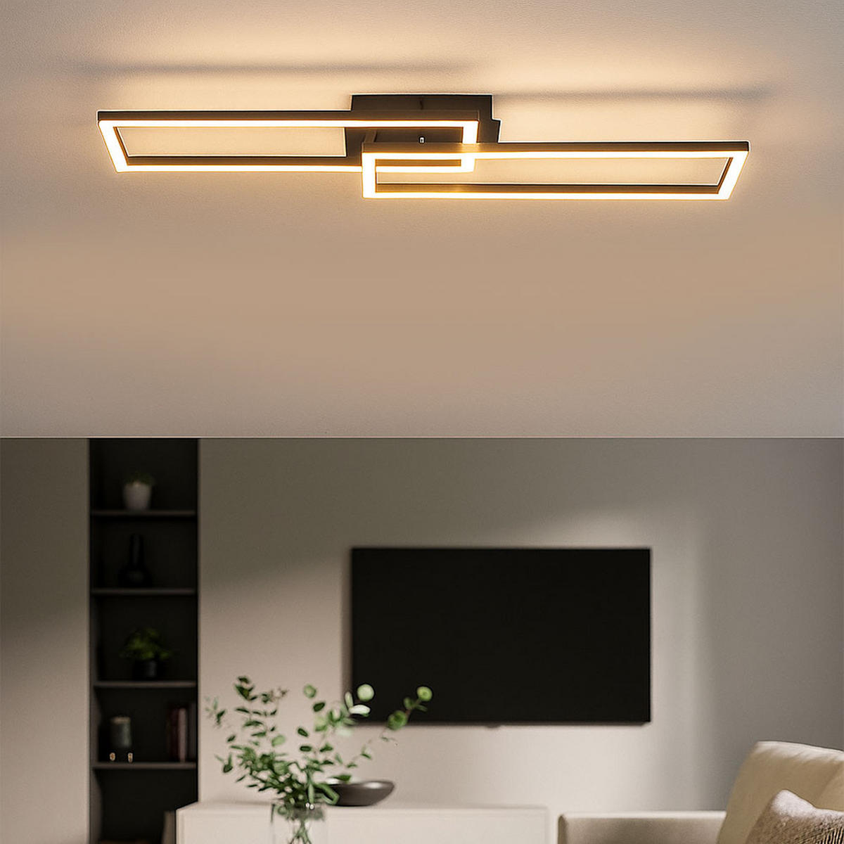 LED DECKENLEUCHTE Schwarz beweglich - Schwarz, Metall (102/60/7.3cm)
