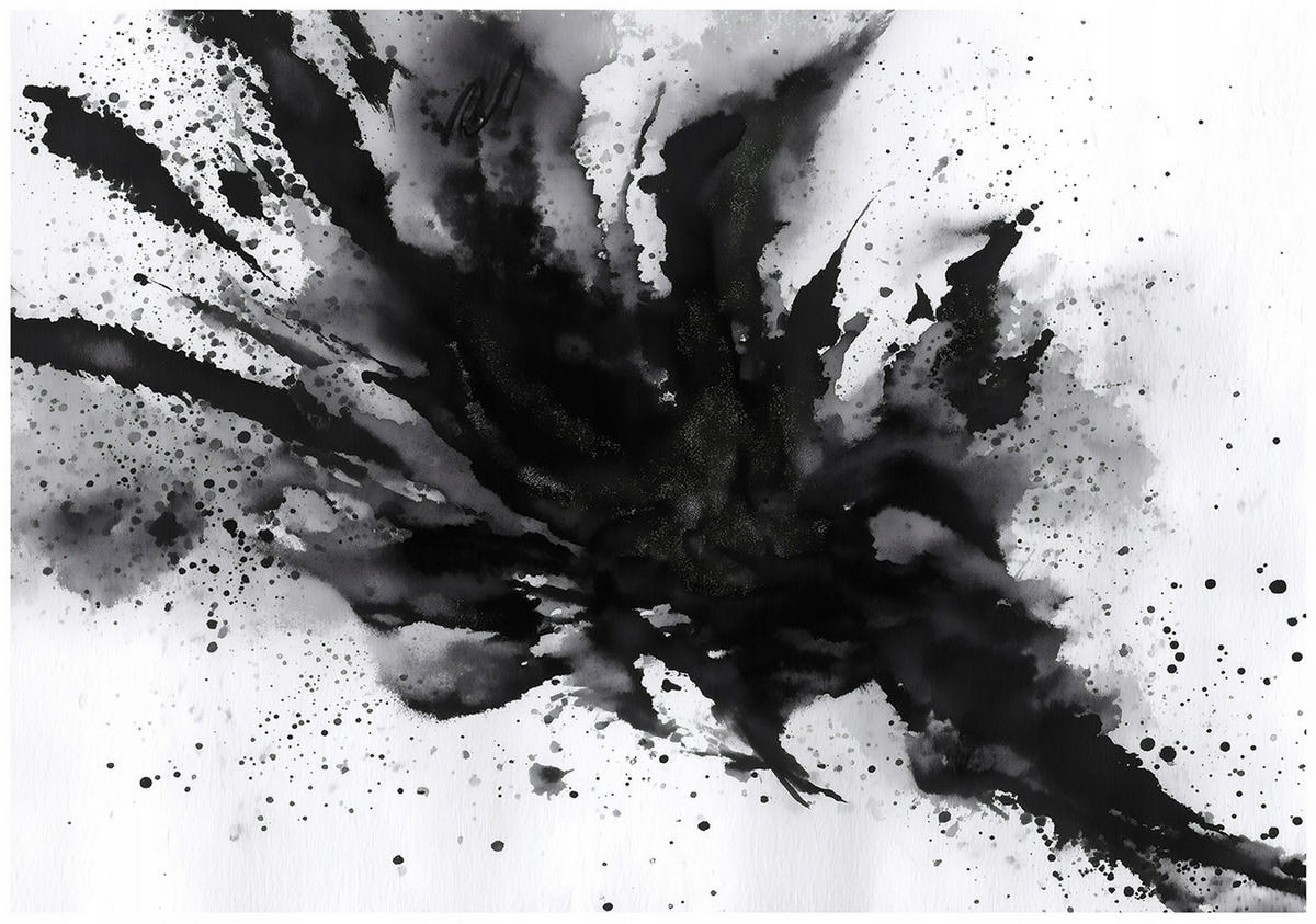 FOTOTAPETE Abstrakt Malen Schwarz und Weiß 150x105 cm - Multicolor, Papier (150/105cm) - Wallarena