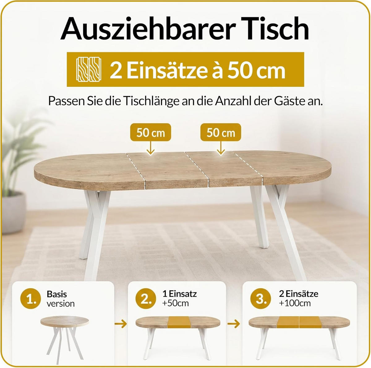 RUNDER Esstisch ausziehbar – Moderner Wohnzimmertisch und Küchentisch – Tisch mit Stabile Konstruktion, Durchmesser 80 cm - 130 cm - Farbe At - Schwarz/Grau, Holzwerkstoff (80/80/77cm) - Alpi-Möbel