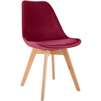 STUHL Samt Rot - Eukalyptusholzfarben/Rot, Holz/Textil (49/83/50cm) - CLP