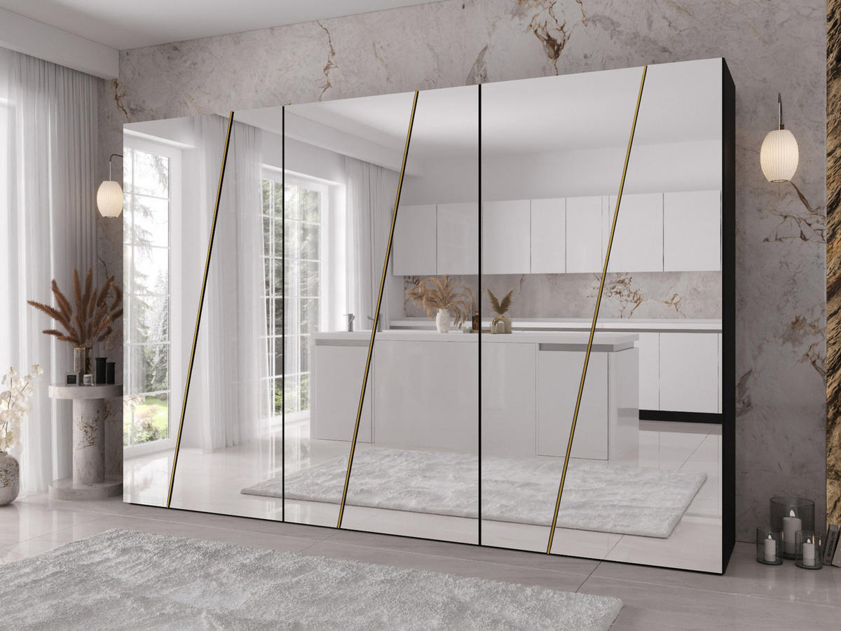 DREHTÜRENSCHRANK Zen 6L 300 cm - Goldfarben/Schwarz, Holzwerkstoff/Kunststoff (300/202/50cm) - MIRJAN24