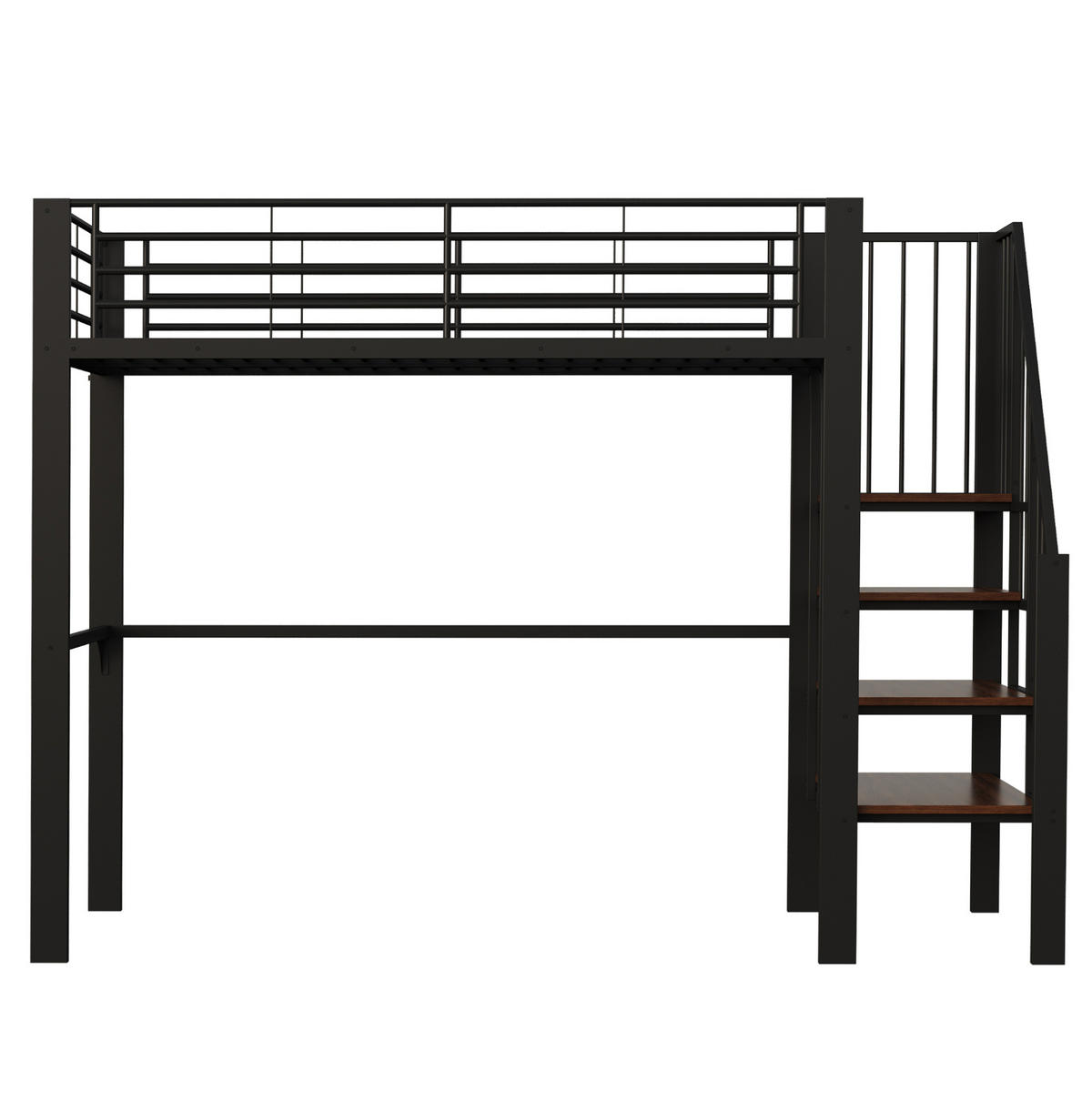 HOCHBETT 90/200 cm aus Metall mit Treppe und Stauraum in Schwarz - Schwarz, Metall (90/200cm) - Flora Grace