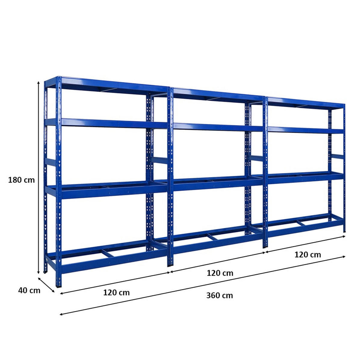 REIFENREGAL Tiger 3er-Set 180x120x40 cm bis zu 12 Reifen auf 2 Ebenen mit 2 Fachboden Blau - Blau, Metall (360/180/40cm) - PROREGAL