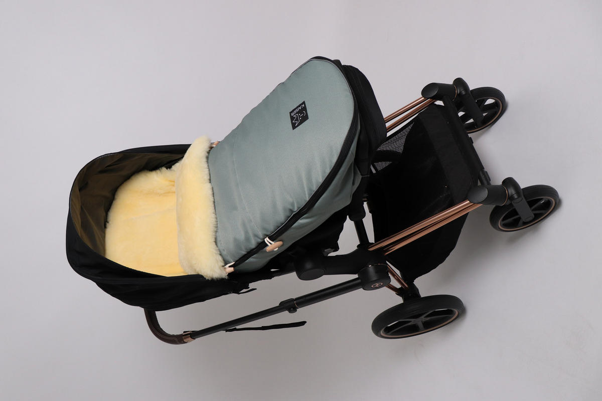 LAMMFELL-FUSSSACK Love the Nature, slit green - Blau, Fell (44/95cm) - Kaiserbaby