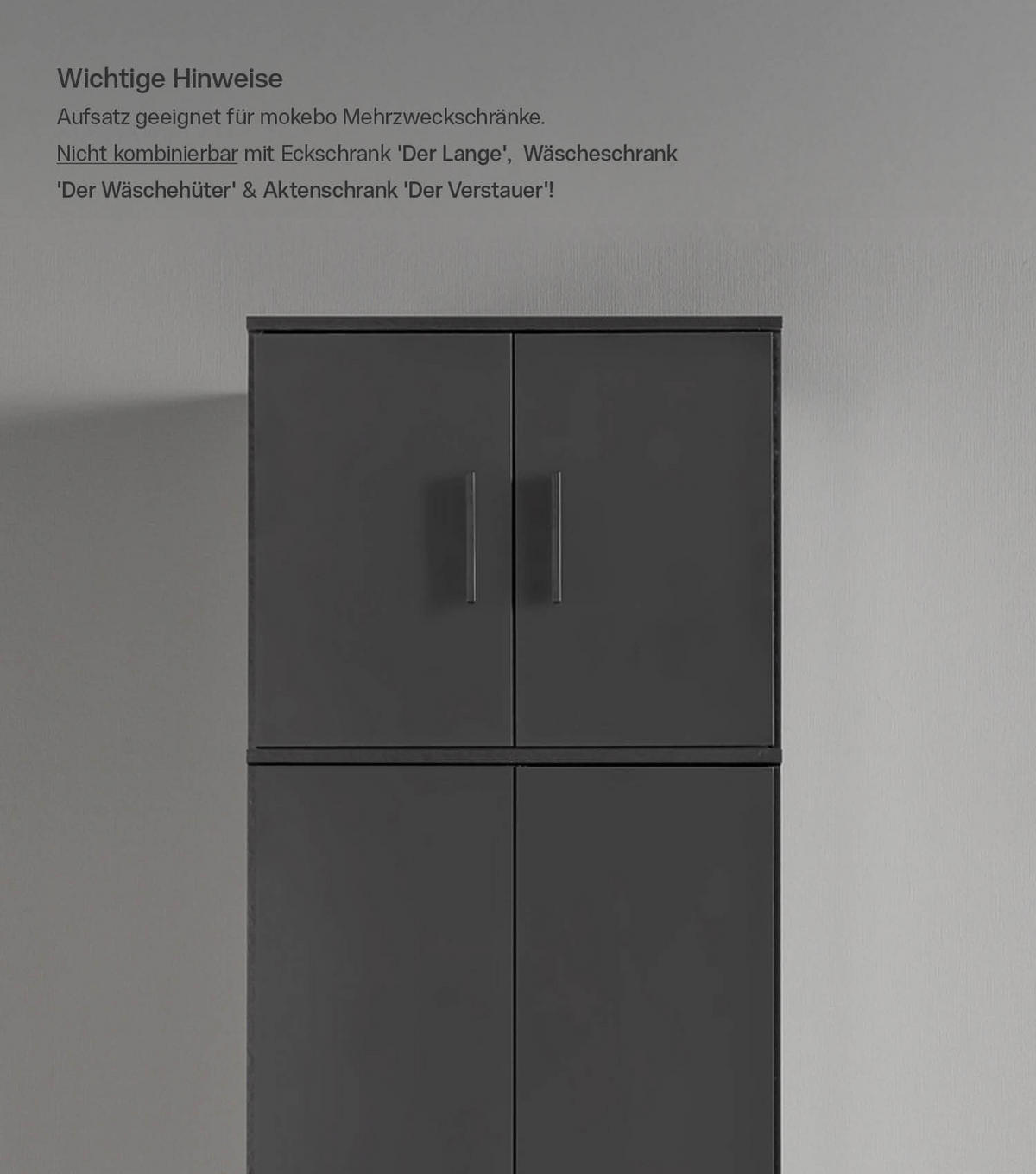 MEHRZWECKSCHRANK Der Extralange - Anthrazit/Schwarz, Holzwerkstoff (60/230/34cm) - Mokebo