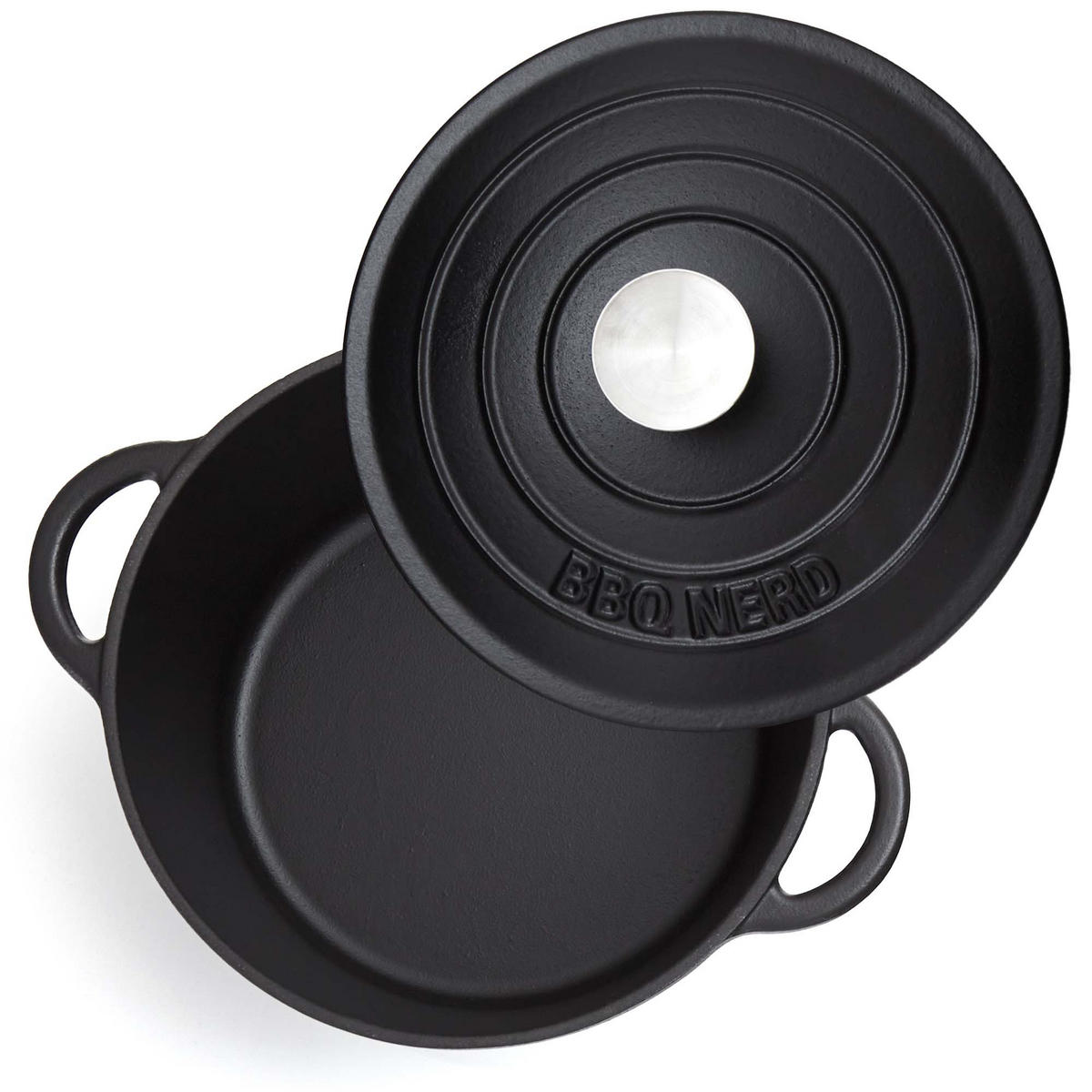 BRÄTER Gusseisen emailliert 4L - Feuertopf Topf Cocotte Gusstopf - Schwarz, Metall (26/14/26cm) - BBQ Nerd