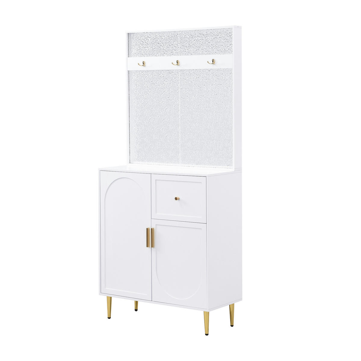 GARDEROBE 80x175x35 cm Set Spiegel Schuhschrank - Weiß, Holz (80/175.5/35cm) - LEBENLANG