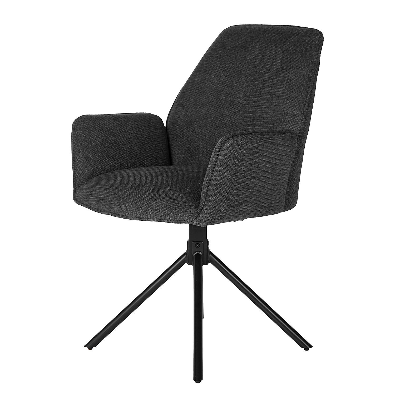 DREHBARER ARMLEHNENSTUHL - Textil / Eisen - Anthrazit, Textil/Metall (59/88/63cm) - home24