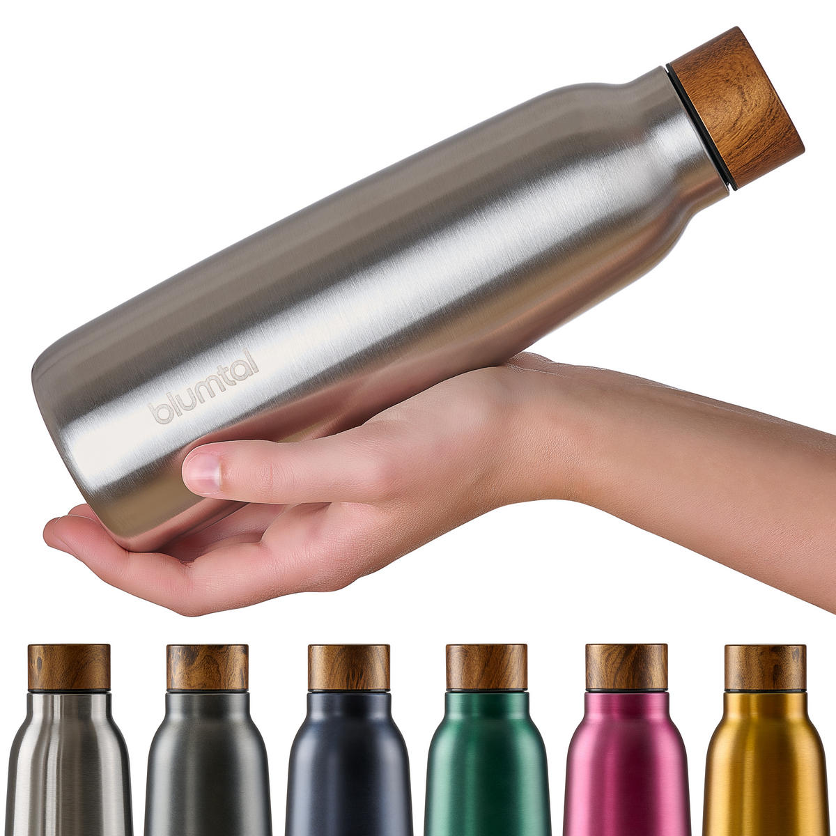 THERMOSFLASCHE Ray 500 ml, Edelstahlfarben - Edelstahlfarben, Metall (0.5L) - Blumtal