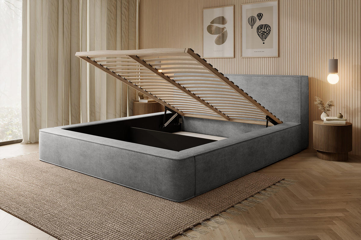 POLSTERBETT MUMMO 160x200 cm, Grau - Grau, Textil (200/160cm) - Fedve