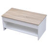 COUCHTISCH Hedda Weiß und Holz - Hellbraun/Weiß, Holzwerkstoff (100/50/58cm) - Happy Garden
