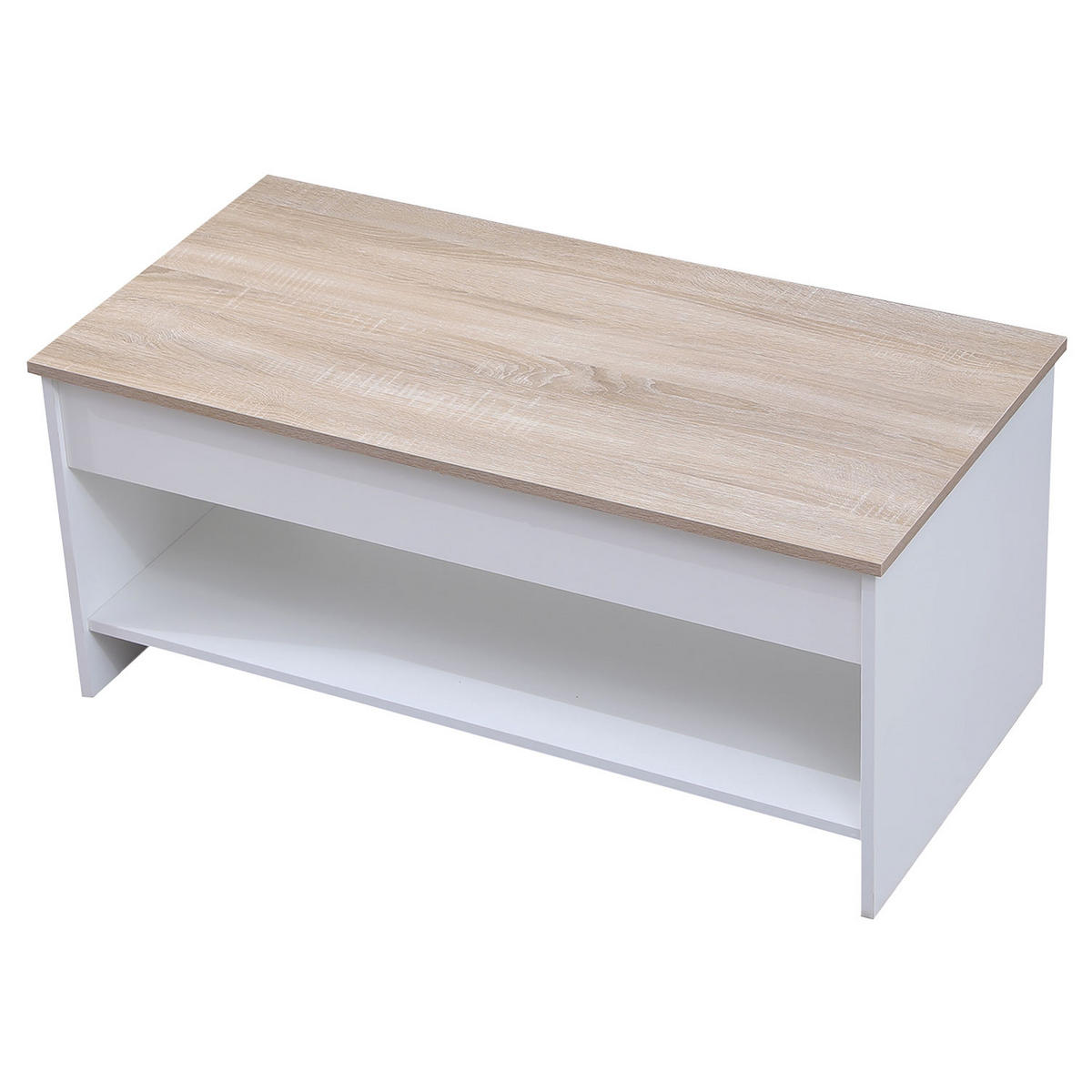 COUCHTISCH Hedda Weiß und Holz - Hellbraun/Weiß, Holzwerkstoff (100/50/58cm) - Happy Garden