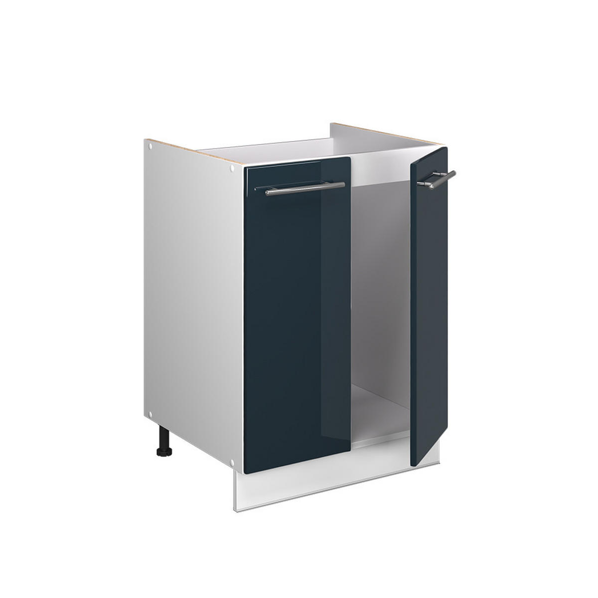 SPÜLENUNTERSCHRANK Fame-Line, Dunkelblau Hochglanz/Weiß, 60 cm - Weiß/Dunkelblau, Holzwerkstoff (60/82/60cm) - Vicco