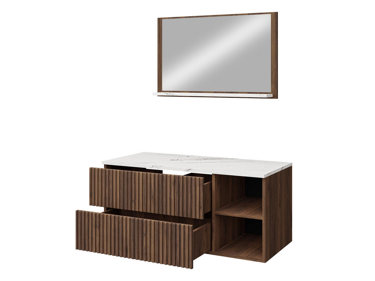 BADMÖBEL-SET Kertos Rillen I - Schwarz, Holzwerkstoff (100/57/45cm) - MIRJAN24