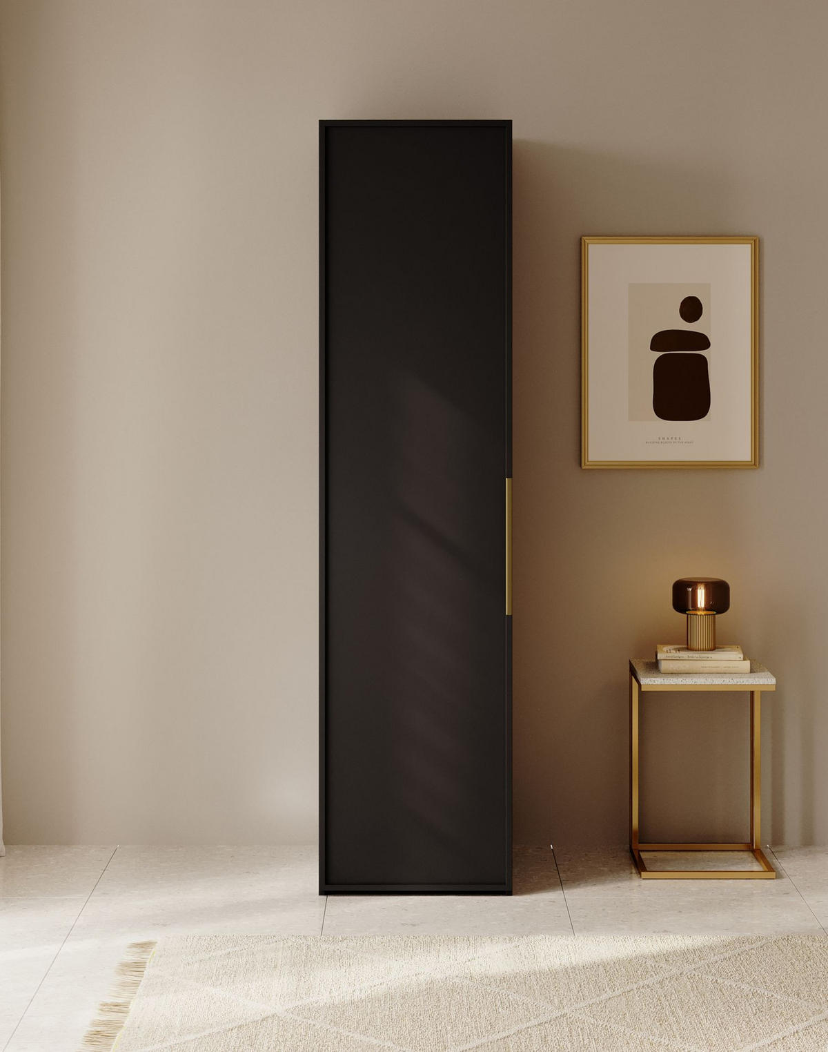 KLEIDERSCHRANK Frame Schwarz 50 cm - Goldfarben/Schwarz, Holzwerkstoff/Metall (50/200.5/57cm) - Selsey