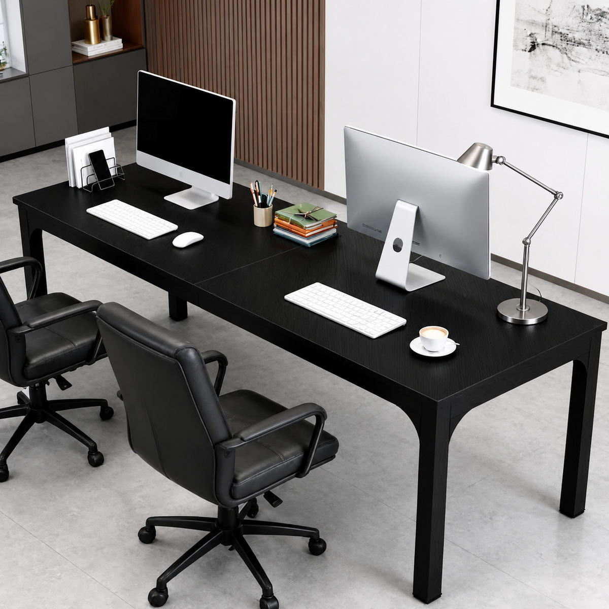 ESSTISCH 200 x 70 cm Holzoptik Schwarz für 6-8 Personen - Schwarz, Metall (200/70/75cm) - Meubliv