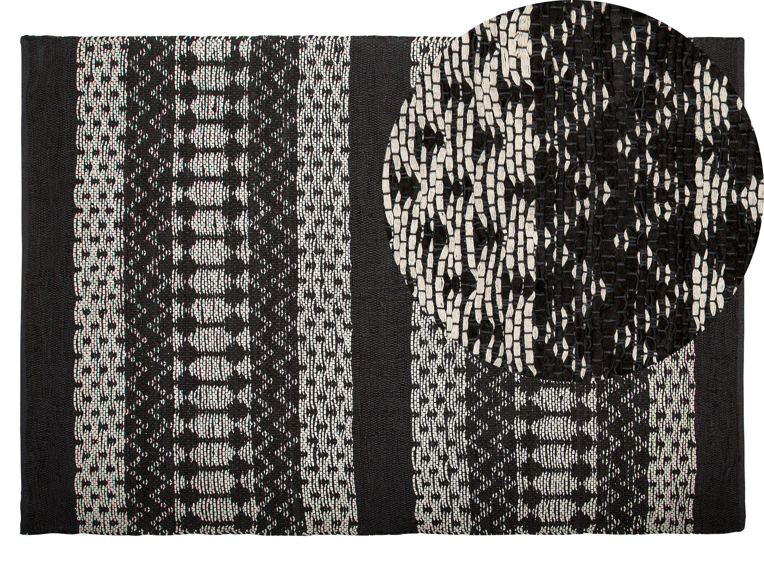 TEPPICH geflochten Sokun 200/140 cm - Schwarz, Fell (140/200cm) - Beliani