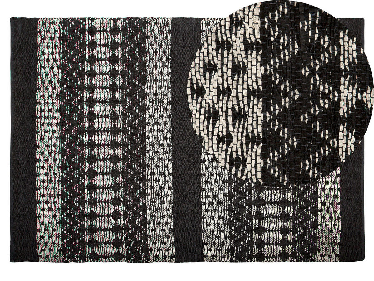 TEPPICH geflochten Sokun 200/140 cm - Schwarz, Fell (140/200cm) - Beliani