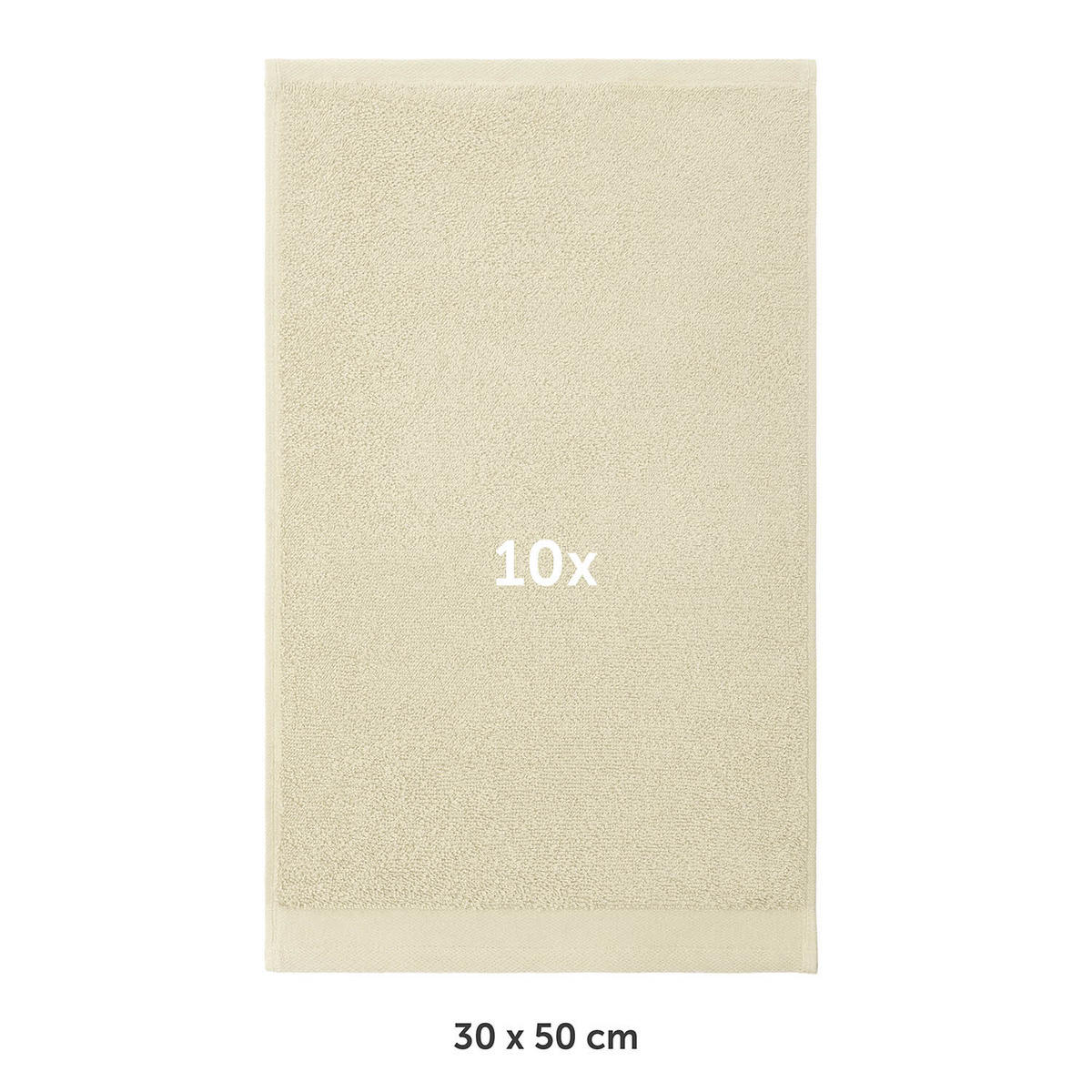 GÄSTETUCH 10er-Set, 10x Gästetuch 30/30 cm, Sandfarben - Sandfarben, Textil (30/30cm) - Blumtal