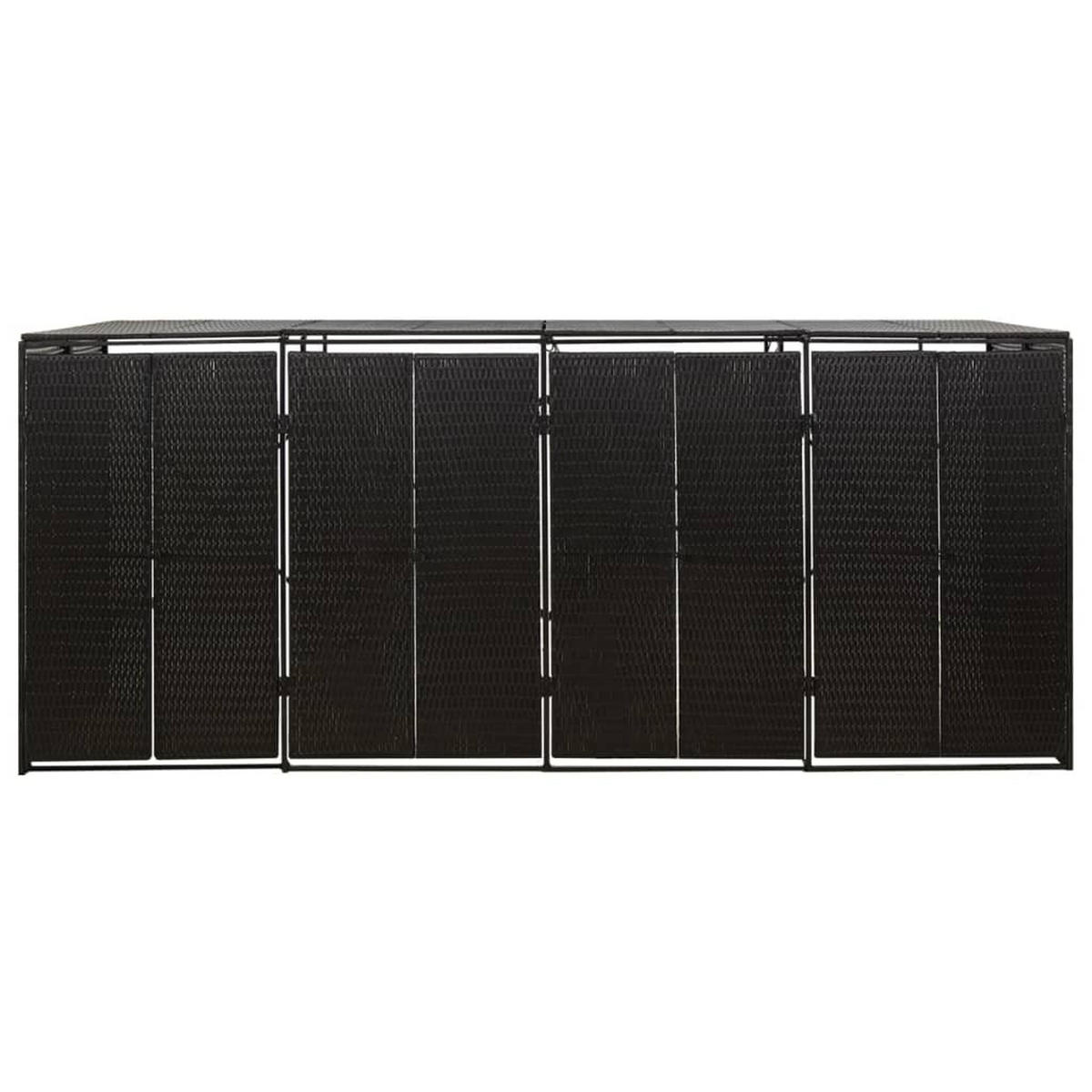 MÜLLTONNENBOX für 4 Tonnen, 274/80/117 cm, aus Poly Rattan, Schwarz - Schwarz, Kunststoff (80/117/274cm) - vidaXL