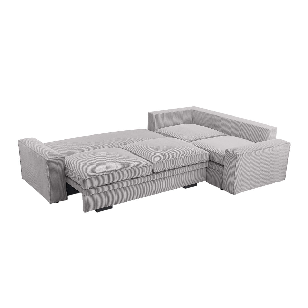 ROHOVÁ SOFA FJORDI s funkcí spaní, Šedá - šedá, textil (296/196cm) - Fedve