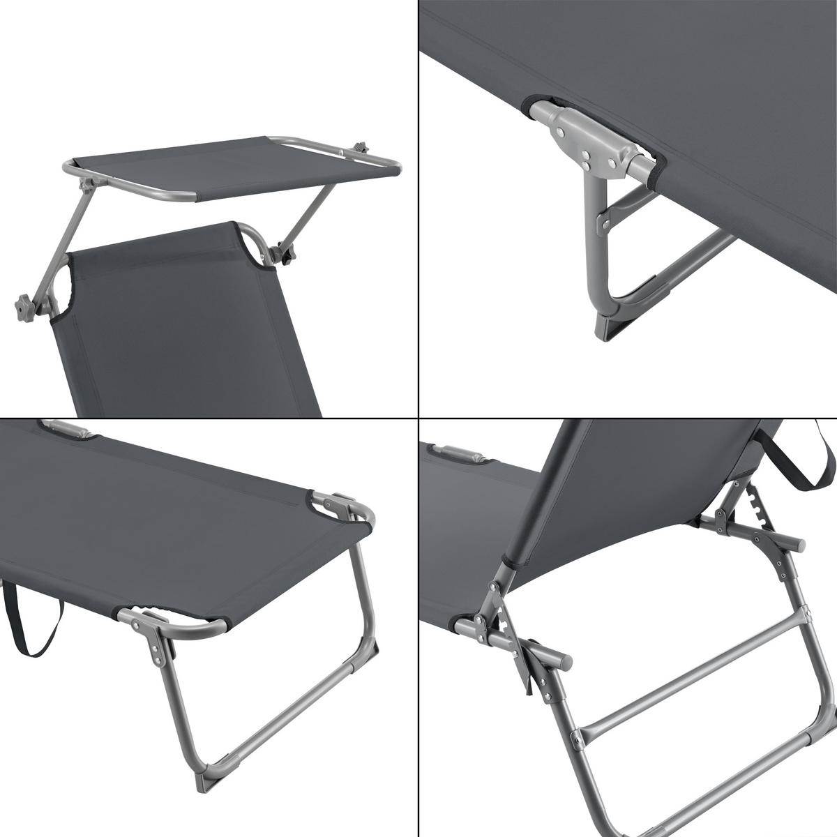 SONNENLIEGE Getaria - Dunkelgrau, Textil/Metall (189/28/57cm) - [en.casa]