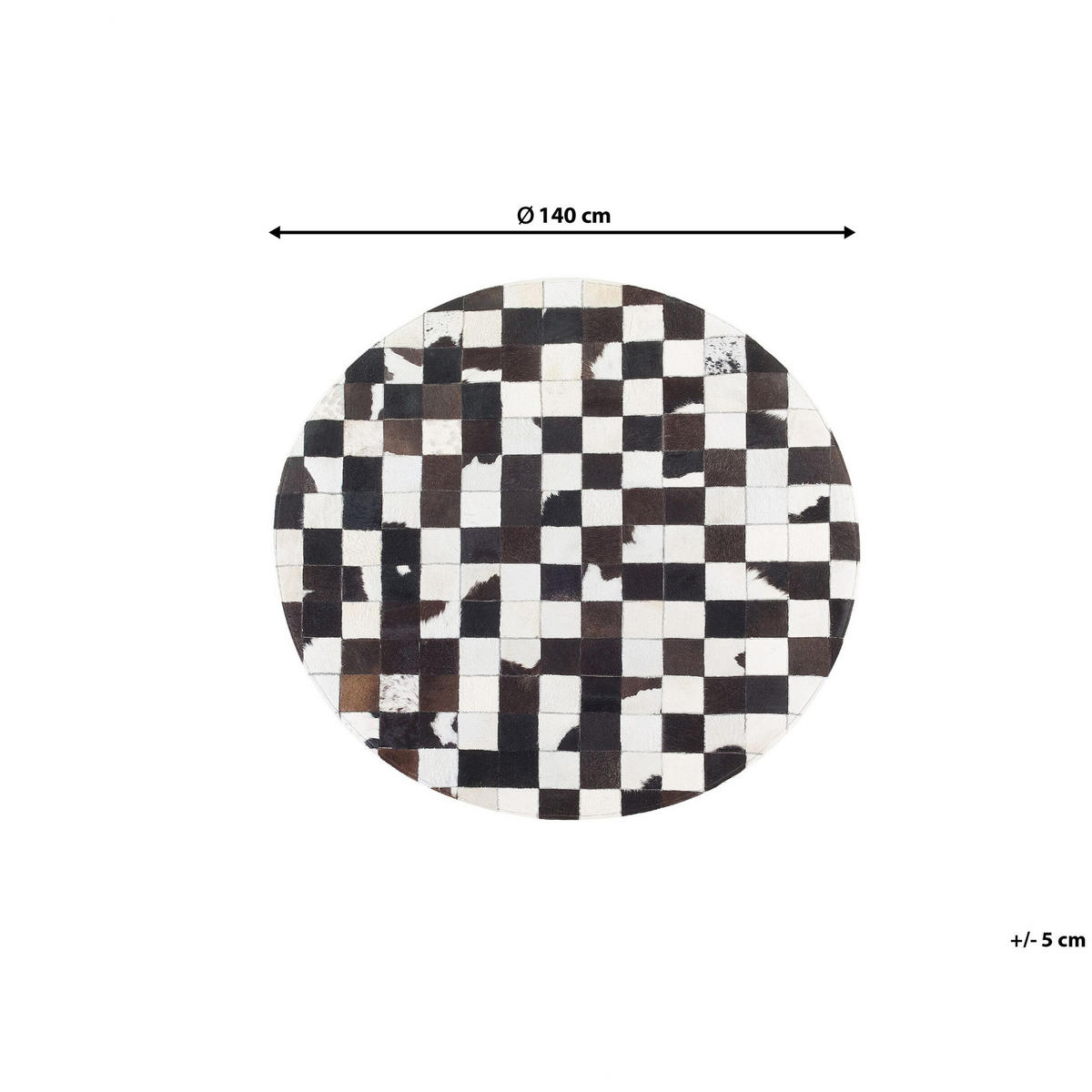 KURZFLOR-TEPPICH Bergama 140/140 cm - Schwarz, Fell (140/140cm) - Beliani
