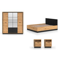 SCHLAFZIMMER-SET 4-teilig Urso Gold Craft Eiche / Schwarz - Schwarz/Braun, Holz/Holzwerkstoff (160/200cm) - Feldmann-Wohnen