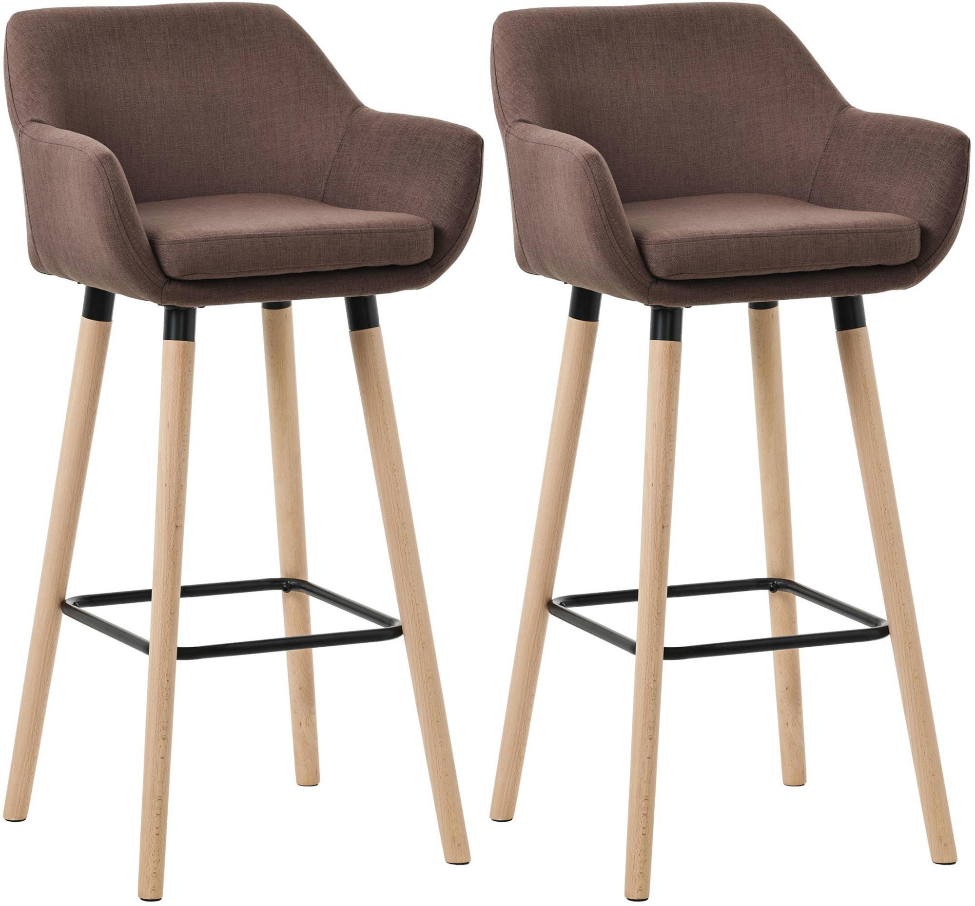 BARHOCKER 2 Stoff Coffee - Eukalyptusholzfarben/Braun, Holz/Textil (51/101/50cm) - CLP
