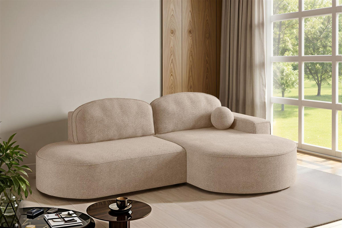 ECKSOFA Girona Mit Schlaffunktion - Greige, Holzwerkstoff/Textil (278/179cm) - Fun Möbel
