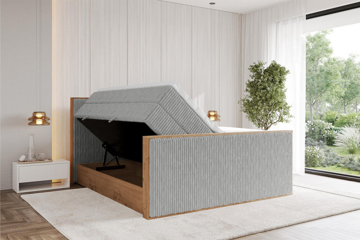 BOXSPRINGBETT LOLLI9 -Z-KING 180x200 - H3/H4 Grau - Grau, Holzwerkstoff (180/200cm) - ALTDECOR