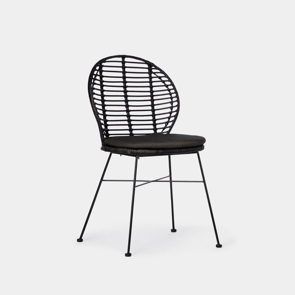 STUHL FÜR DRAUSSEN Kala Schwarz 51 cm x 89 cm - Schwarz, Naturmaterialien (51/89/58cm) - Klast Home