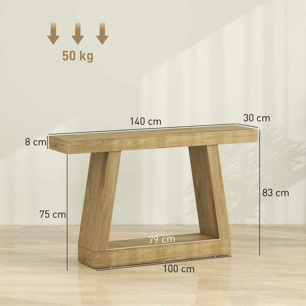 KONSOLENTISCH Eiche MDF 1 Stück - Beige, Kunststoff (140/30/83cm) - GiPP