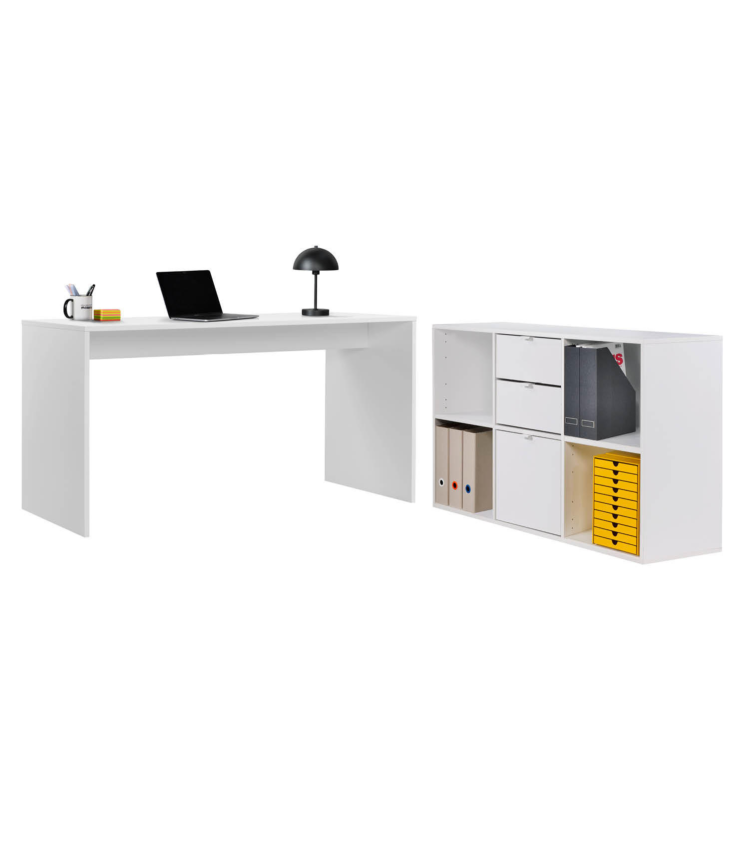 SCHREIBTISCH Der Produktive - Weiß, Holzwerkstoff (65/145/77cm) - Mokebo