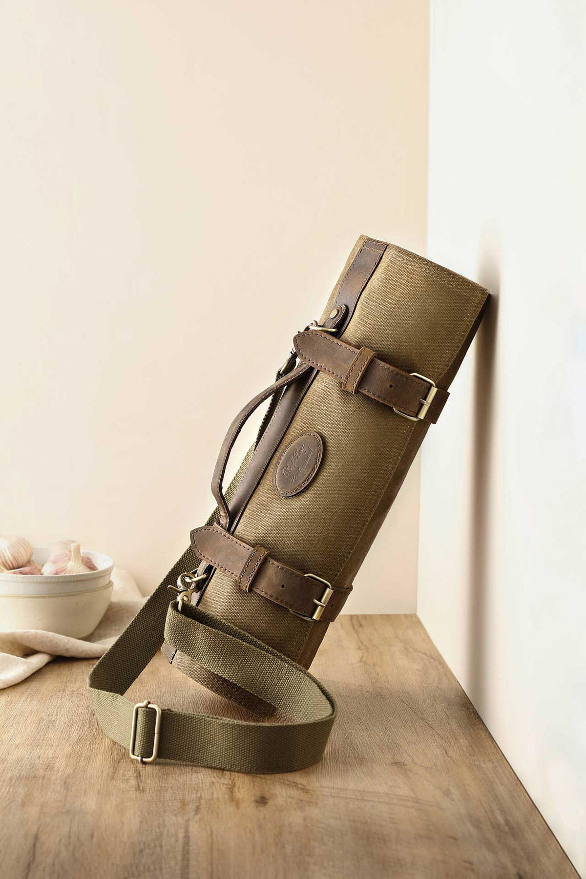 MESSERTASCHE GRÜN 12 SCHLITZE - Dunkelgrün, Leder (95/1/43cm) - Zayiko