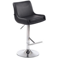 BARHOCKER Lederlook schwarz - Chromfarben/Schwarz, Textil/Metall (43/90/50cm) - CLP