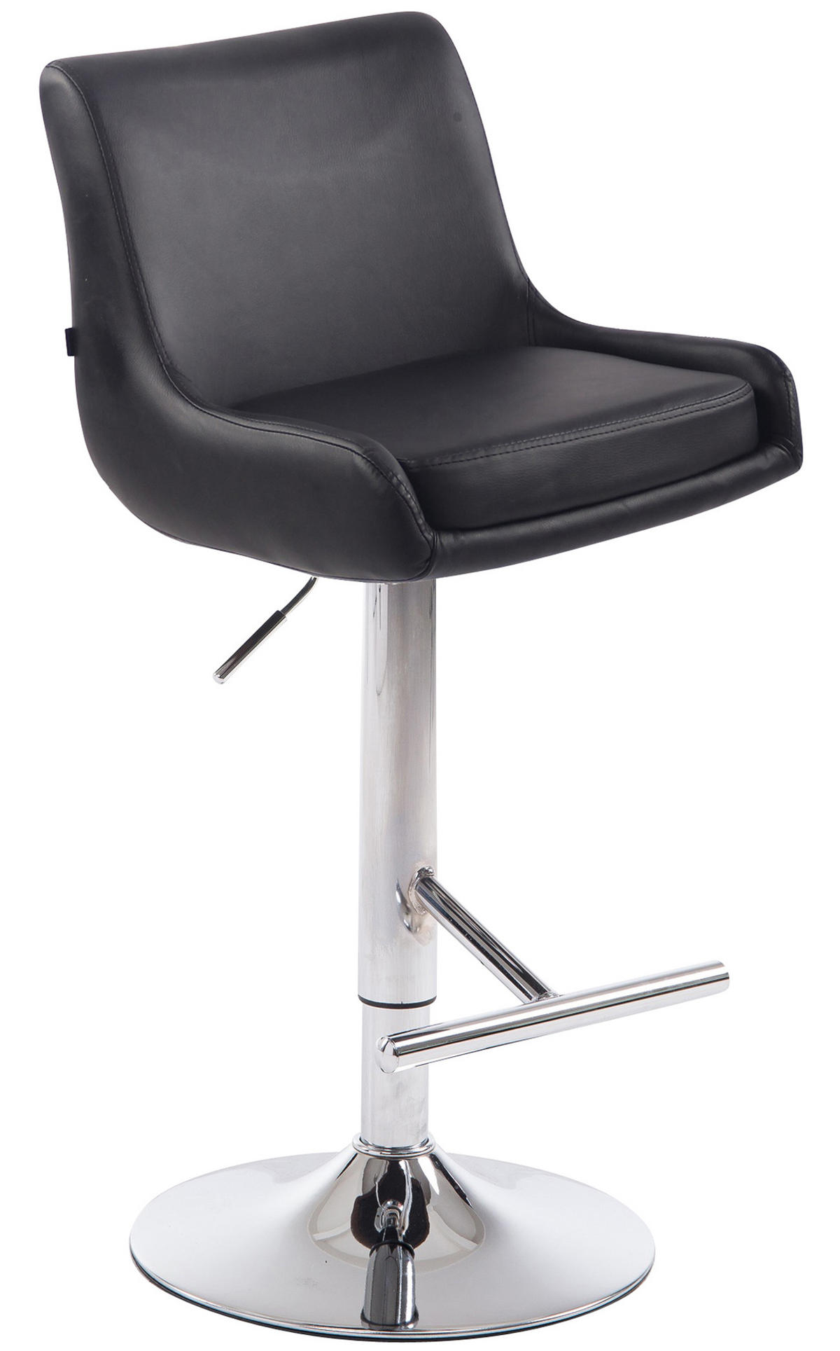 BARHOCKER Lederlook schwarz - Chromfarben/Schwarz, Textil/Metall (43/90/50cm) - CLP