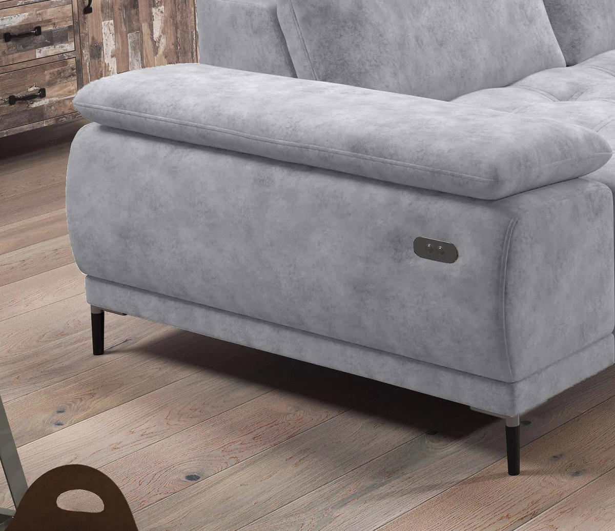ECKSOFA FOCUS XL L-förmig Konfiguration freistehend RECHTS 352x204x98cm Silver - Silberfarben, Holz/Textil (352/204cm) - DomoHome