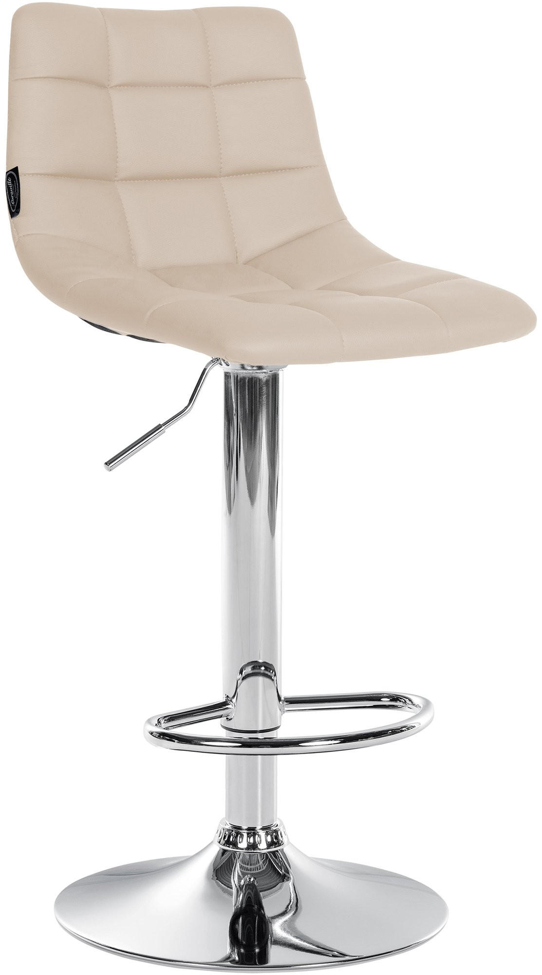 BARHOCKER 2er Set Lederlook creme - Chromfarben/Creme, Textil/Metall (43/87/46.5cm) - CLP