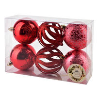 WEIHNACHTSKUGEL-SET Santa Lila 6-tlg Rot 8cm Kunststoff - Rot, Kunststoff (8/16/30cm) - Mondex