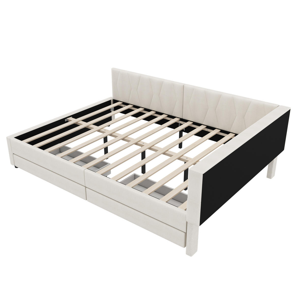 ČALÚNENÁ posteľ z ľanu a MDF 140x200 cm béžová s LED osvetlením, USB/Type C, zásuvkami a úložným priestorom - béžová, textil (140/200cm) - Modfu