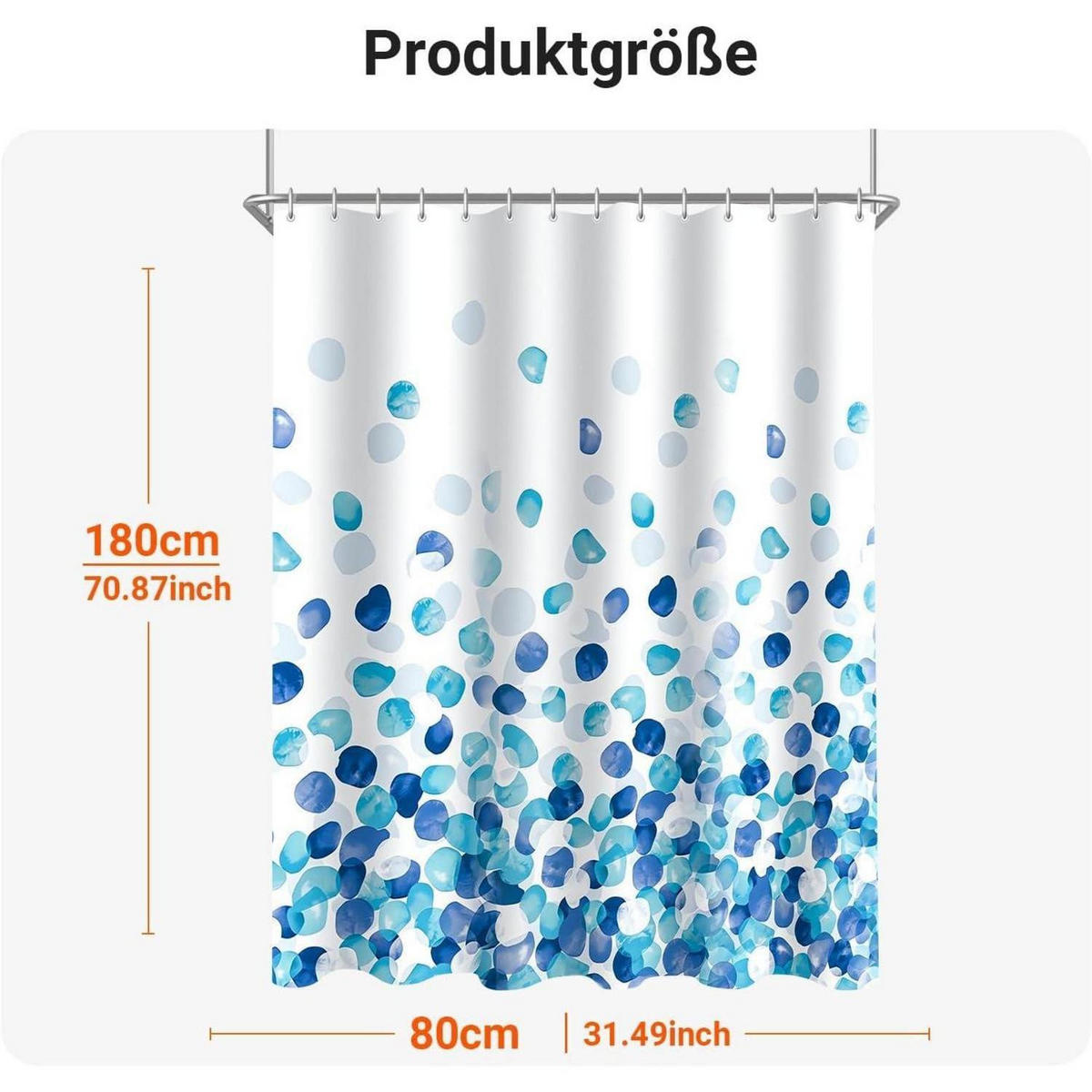 DUSCHVORHANG Blaue Blütenblätter 80 x 180 cm - Multicolor, Textil (80/180cm)
