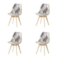 ESSZIMMERSTUHL 4-teiliges Set Patchwork Hellbraun Massivholzbeine - Multicolor, Textil (49/83/42cm)