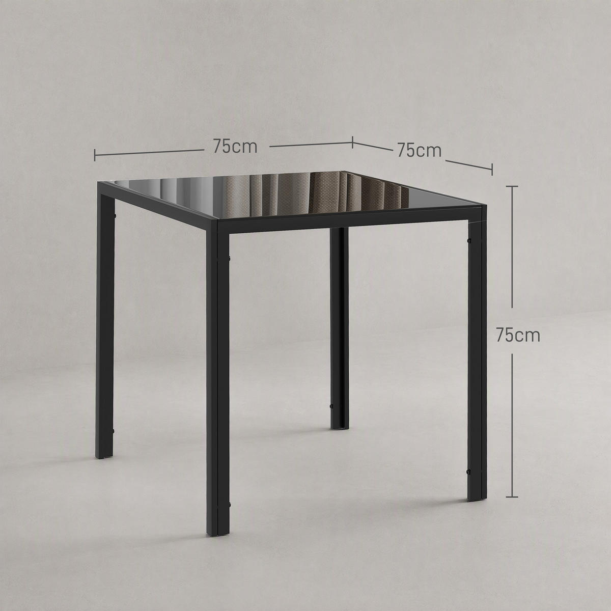 ESSTISCH Schwarz 75.0/75.0/75.0 - Schwarz, Metall (75/75/75cm)