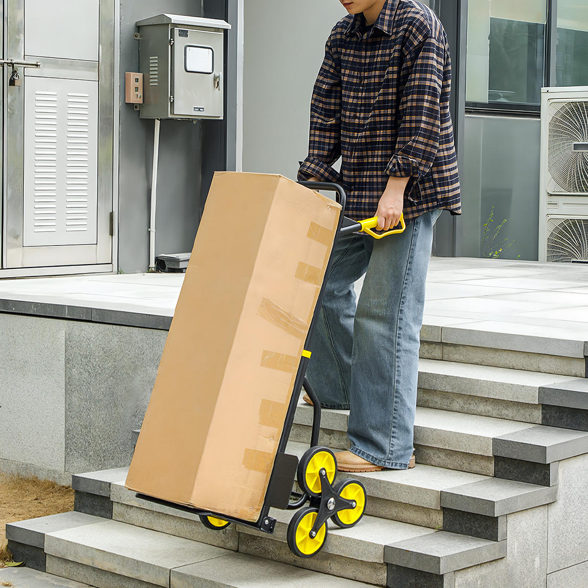 TREPPENSACKKARREN DE-18162 120 kg, 6-Rollen, klappbar Gelb - Gelb, Metall (44/67/106.5cm) - ComfortXL