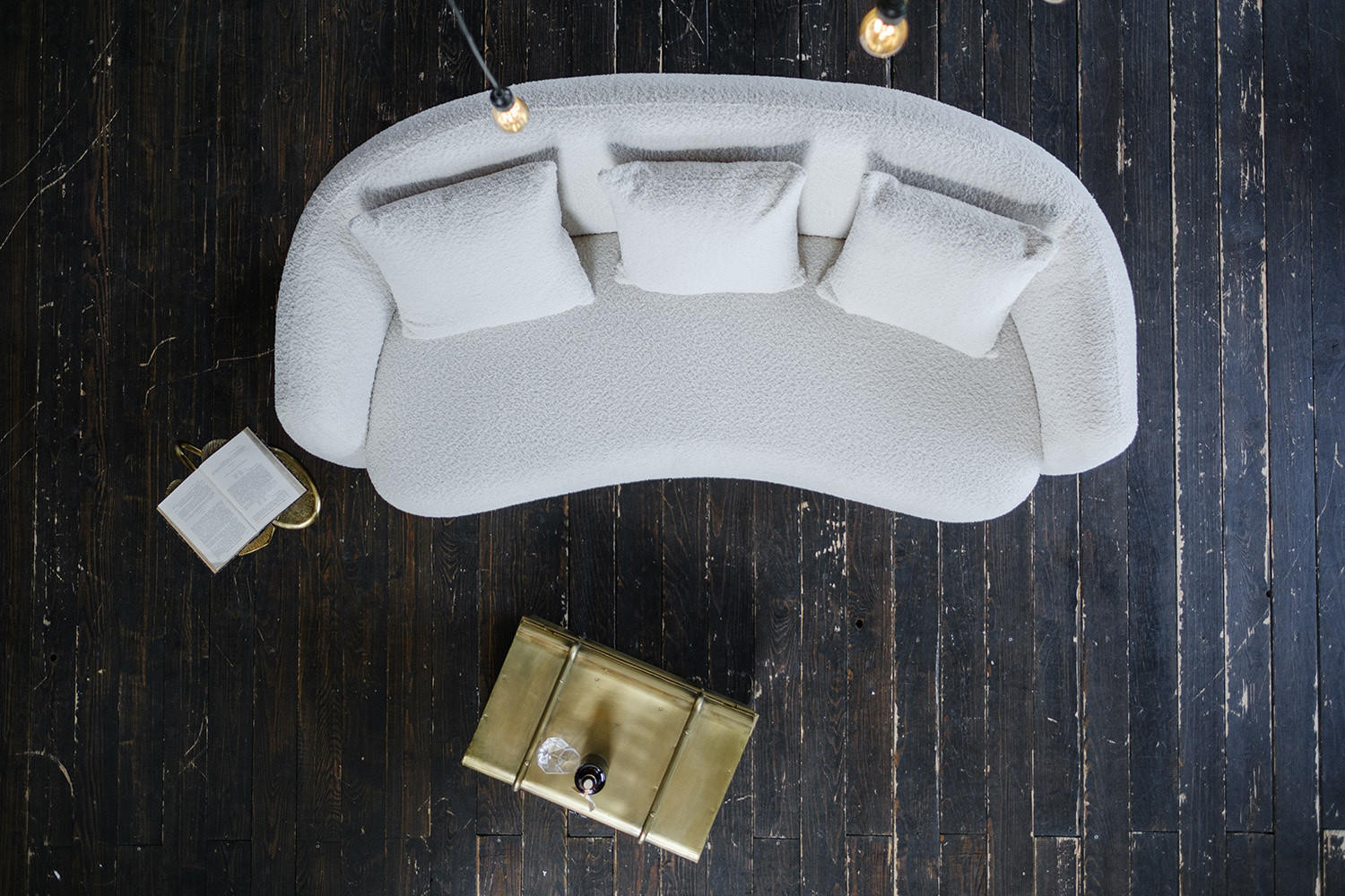SOFA RADA Cremeweiß Webstoff - Creme/Schwarz, Textil (209/83/109cm) - KAWOLA